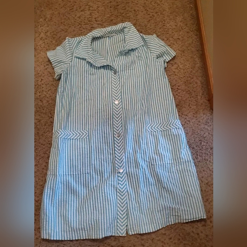 Vintage Sears Blue/White Stripe Women's Dress Size 14